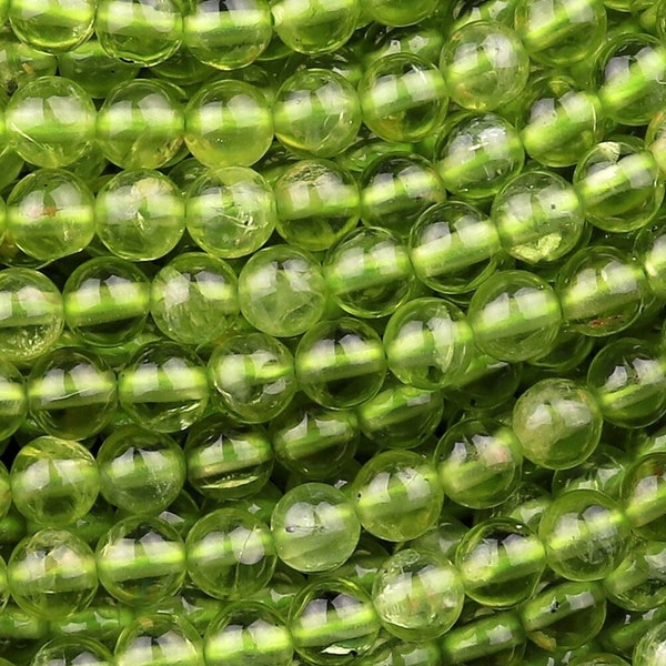 AAA Natural Green Peridot 3mm 4mm 5mm Smooth Round Beads Real Genuine Gemstone 15.5" Strand