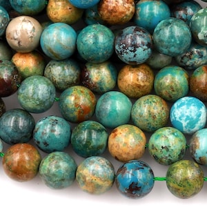 Real Genuine Natural Blue Green Brown Turquoise 4mm 5mm 6mm 8mm 10mm Smooth Round Beads 15.5&quot; Strand