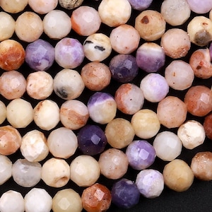 Mexikanische Morado Purple Opal facettierte 4 mm runde Perlen 15,5 &quot;Strang