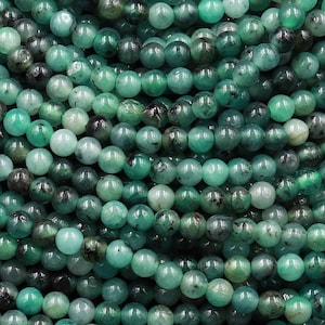 Real Genuine 100% Natural Green Emerald Gemstone Beads 2mm 3mm 4mm 6mm Round Beads May Birthstone 15.5&quot; Strand
