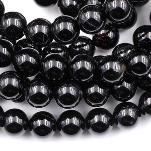 AAA Grade Natural Black Onyx Round Beads 2mm 3mm 4mm 6mm 8mm 10mm 12mm High Quality Natural Black Gemstones 15.5" Strand