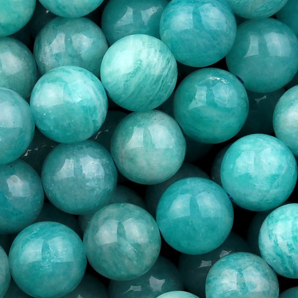 Perles d'amazonite russe naturelle AAA 4mm 6mm 8mm 10mm 12mm perles rondes perles de pierres précieuses bleu mer 15.5 "brin