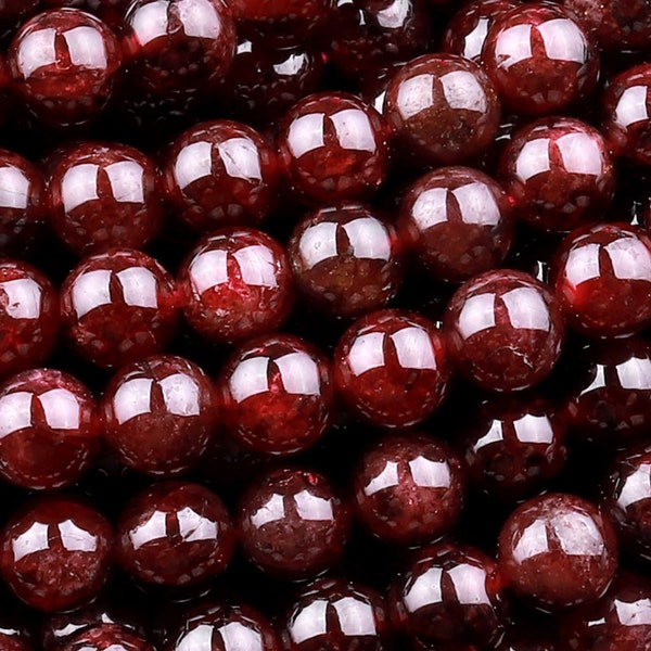 AA Natural Red Garnet 4mm 6mm 8mm 10mm Round Beads 15.5" Strand