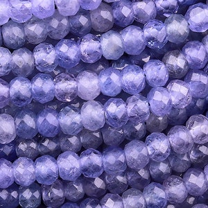 AAA Faceted Natural Tanzanite Rondelle Beads 4mm Micro Laser Cut Real Genuine Gemstone 15.5" Strand