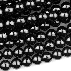 AAA Genuine Natural Black Spinel 2mm 4mm 6mm 8mm 10mm Smooth Round Beads Gemstone 15.5&quot; Strand