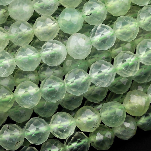 AAA Micro Facettierte Natürliche Grüne Prehnit Runde Perlen 2mm 4mm 6mm 15.5" Strang