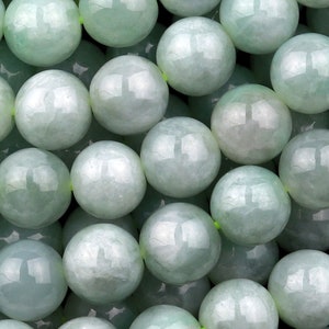 Natural Soft Green Burmese Jade Burma Jade 4mm 6mm 8mm 10mm 12mm Soft Green Pale Polished Round Beads 15.5&quot; Strand