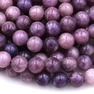 Natural Violet Purple Lepidolite 4mm 6mm 8mm 10mm Round Beads 15.5" Strand