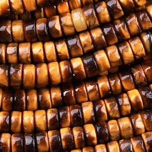 Natural Tiger&#39;s Eye 4mm 6mm Heishi Beads 15.5&quot; Strand