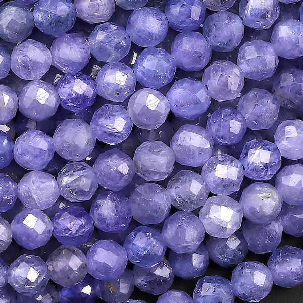 AAA Extra Gemmy Faceted Natural Tanzanite Round Beads 3mm 4mm Micro Laser Cut Real Genuine Gemstone 15.5" Strand
