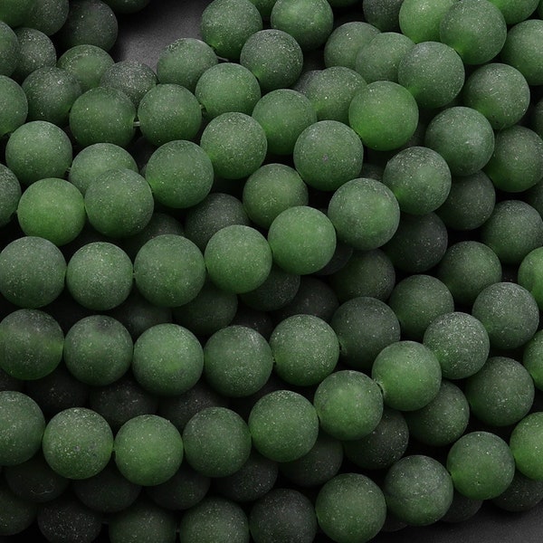 Matte Green Taiwan Jade Smooth Round 4mm 6mm 8mm 10mm Beads 15.5" Strand