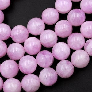 AAA Natural Kunzite 4mm 6mm 8mm 10mm Smooth Round Beads Violet Purple Pink Gemstone Real Genuine Natural Kunzite 15.5" Strand