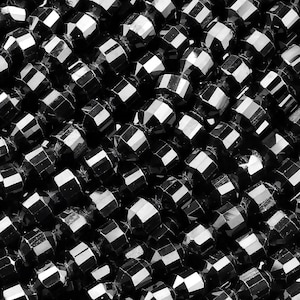 AAA Natural Black Spinel 4mm Beads Faceted Energy Prism Double Point Cut 15.5" Strand