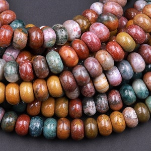 Natural Kabamby Ocean Jasper 6mm 8mm 10mm Rondelle Beads Aka Rainbow Agate 15.5" Strand