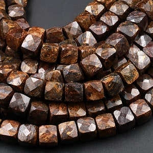 Faceted 5mm 6mm Bronzite Cube Beads Dazzling Natural Gemstone 15.5" Strand