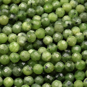 AA Faceted Canadian Jade 2mm 3mm 4mm 6mm Round Beads Micro Cut Natural Green Jade Gemstone 15.5&quot; Strand