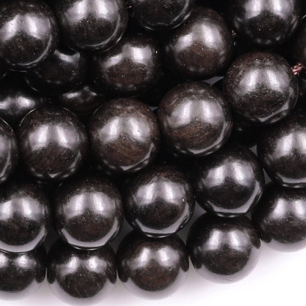 Natural Black Kamagong Ebony Wood Beads 4mm 6mm 8mm 10mm 12mm Great For Mala Prayer Meditation Therapy 15.5" Strand