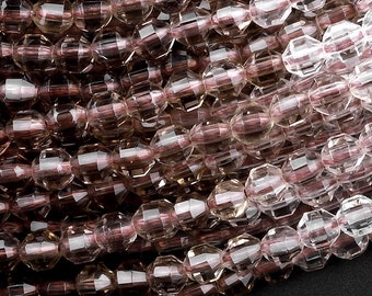 AAA Micro Faceted Multicolor Natural Smoky Quartz Prism Beads 4mm Laser Diamond Cut Gemstone 15.5" Strand