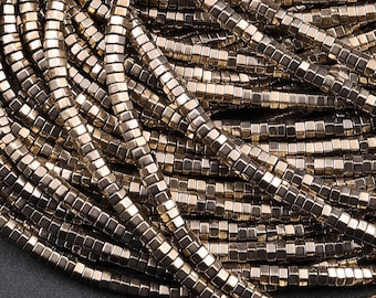 Titanium Pyrite 2mm 3mm 4mm 6mm Hexagon Beads Center Drilled Tiny Small Faceted Discs Spacer 15.5" Strand