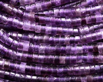 Natural Purple Amethyst 4mm Heishi Rondelle Beads 15.5" Strand
