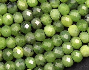Collana In Pietre Naturali Di Giada Verde - Rondelle Sfaccettate 2x4mm, Lunghezza 18 Pollici