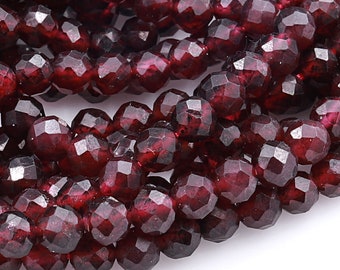 Rhodolite Garnet Natural Garnet Round Faceted 5 strands 3mm Granet Beads Faceted Round