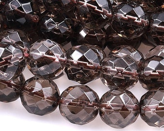 15 inch,creative.100/% Natural code-I.AI Smokey Quartz Facette Shaded Roundale 5 mm appx