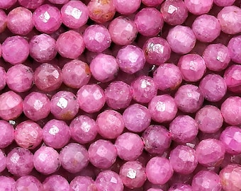 Echte natuurlijke Birma roze Ruby edelsteen gefacetteerd 2mm 3mm 4mm 5mm ronde kralen 15,5" Strand