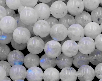 110743-3234 10MM Translucent Milky Rainbow Moonstone Beads Genuine Natural Gemstone Full Strand Round Beads 15.5 7.5 Bulk Lot Options