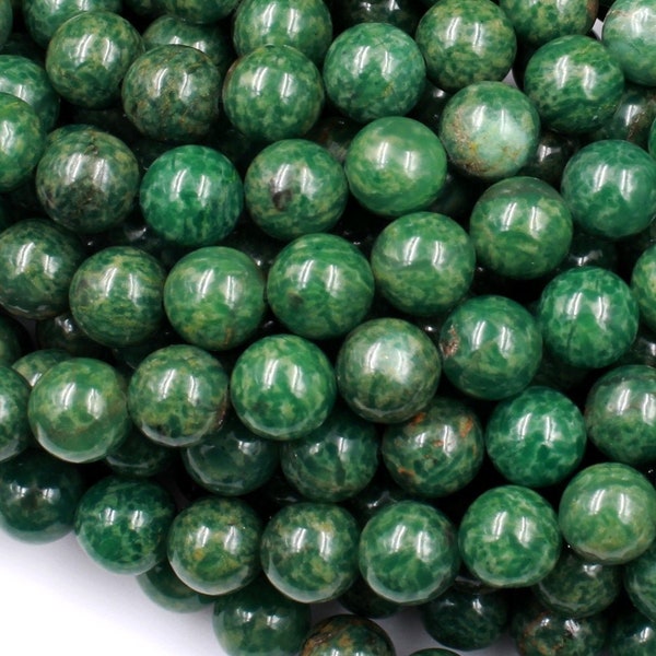 Rare Natural African Green Jade Beads 4mm 6mm 8mm 10mm Round Beads 15.5" Strand