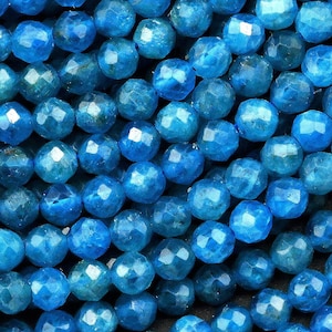 AAA Faceted Natural Apatite 2mm 3mm 4mm 6mm Round Beads Micro Laser Diamond Cut Gemstone 15.5" Strand