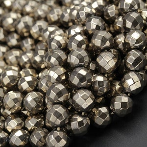 Titanium Pyrite Faceted 2mm 3mm 4mm 6mm 8mm Round Beads 15.5" Strand