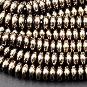 Titanium Pyrite 2mm 3mm 4mm 6mm 8mm Smooth Rondelle Heishi Beads 15.5&quot; Strand