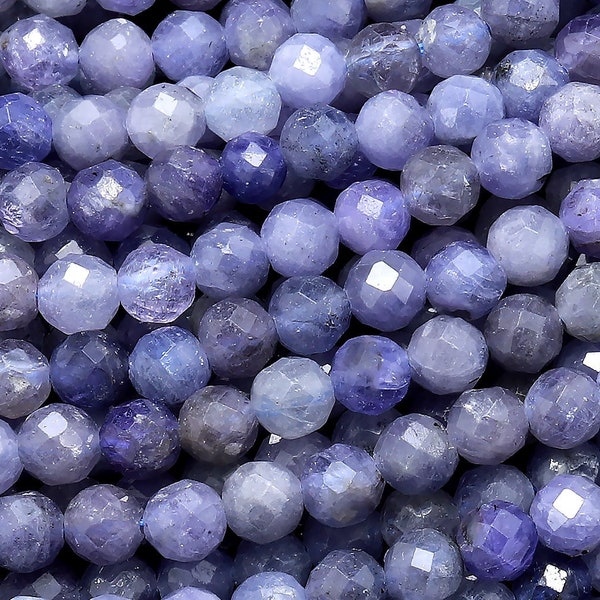 Faceted Natural Tanzanite Round Beads 4mm Micro Laser Cut Real Genuine Gemstone 15.5" Strand