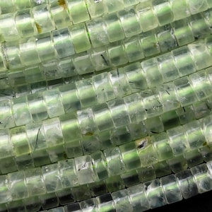 Natural Green Prehnite 4mm Heishi Rondelle Beads 15.5&quot; Strand