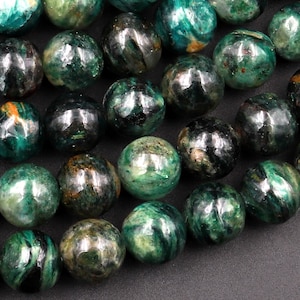 Natural Green Mica Muscovite in Fuchsite 6mm 8mm 10mm Round Beads Gemstone 15.5" Strand