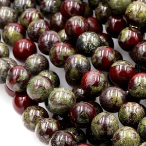 Natural Dragon Blood Jasper 4mm 6mm 8mm 10mm 12mm Round Beads Red Green 15.5&quot; Strand