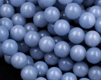 AAA Grade Natural Blue Angelite 4mm 6mm 8mm 10mm Round Beads Aka Anhydrite Angel Stone 15.5" Strand