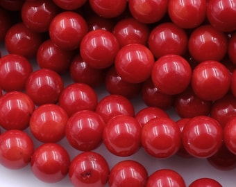 AAA Genuine Red Bamboo Coral Smooth Round Beads 2mm 3mm 4mm 5mm 6mm 7mm 8mm 15.5" Strand