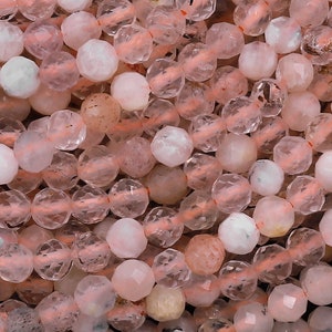 Micro Faceted Natural Quartz Round Beads 3mm 4mm Gemstone 15.5" Strand