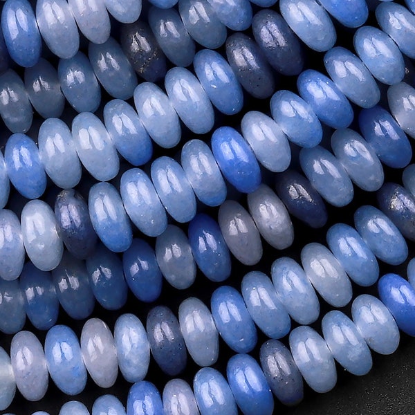 Natural Blue Aventurine 4mm Smooth Rondelle Beads Thin Saucer 15.5" Strand