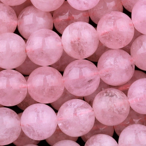 AAA Natural Morganite Beads Smooth 4mm 6mm 8mm 10mm 12mm 14mm Round Beads Pink Beryl Aquamarine Gemstone 15.5" Strand