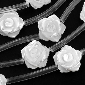 AAA Iridescent Hand Carved Natural White Mother of Pearl Shell Rose Flower Beads 8mm 10mm 12mm 15.5&quot; Strand