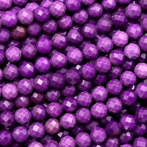 AAA Naturlig Lila Fosfosiderit 3 mm 4 mm 6 mm Runda Pärlor Facetterad Ädelsten 15,5" Strand