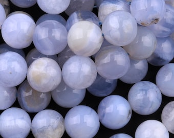 Natural Blue Chalcedony 6mm 8mm 10mm 12mm Round Beads 15.5" Strand