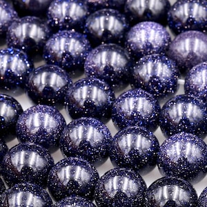 AAA Sparkling Blue Goldstone 4mm 6mm 8mm 10mm 12mm Smooth Round Beads 15&quot; Strand
