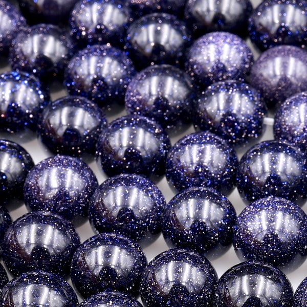 AAA Sparkling Blue Goldstone 4mm 6mm 8mm 10mm Smooth Round Beads 15" Strand