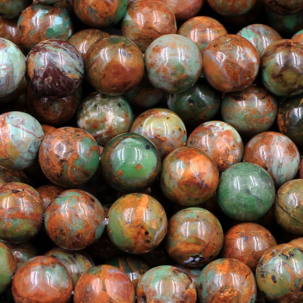 Natürlicher Afrikanischer Grüner Opal 6mm 8mm 10mm Runde Perlen Hochwertige Grün Braun Edelstein 15.5" Strang