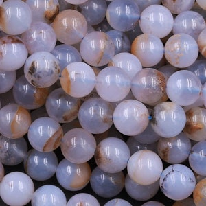 Natural Blue Chalcedony W/ Golden Matrix 6mm 8mm 10mm Round Beads 15.5&quot; Strand