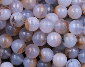 Natuurlijk blauw chalcedoon met gouden matrix 6 mm 8 mm 10 mm ronde kralen 15,5" streng